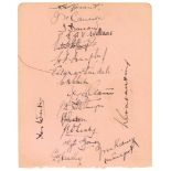 West Indies tour to England 1939. Large album page fully signed in black ink by all seventeen