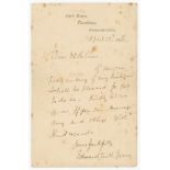 Edward Mills Grace. Gloucestershire & England 1870-1895. Single page handwritten letter in ink