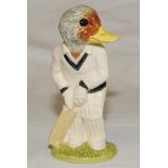 'Out for a Duck'. Royal Doulton Beswick figure of a duck batsman 1999. Registration mark no. 324