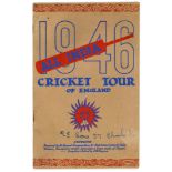 'All India Cricket Tour of England 1946'. Official souvenir brochure for the Indian tour of England.