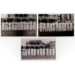 Scarborough Cricket Festival 1949. Three mono real photograph postcards of teams standing in one row