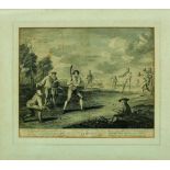 'Cricket [Playing at Cricket]'. Original engraving after the original painting in Vauxhall