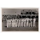 Scarborough Cricket Festival 1950. West Indies. Mono real photograph plain back postcard of the West