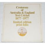 'Centenary of Australia & England Test Cricket 1877-1977. Limited Edition Print Folio'. Sydney 1977.