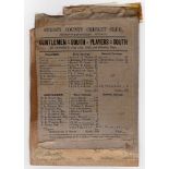 Gentlemen of the South v Players of the South 1869. Early original silk scorecard for the match