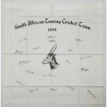 'South African Touring Cricket Team 1951'. Commemorative handkerchief produced to celebrate the