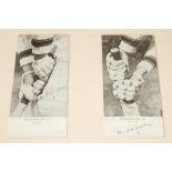 Don Bradman. Two bookplate images entitled 'The Bradman Grip. II' and 'The Bradman Grip. II'. Each