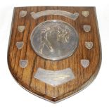 'The Oakland Shield'. Large wooden shield presented for annual winners, being departments within the