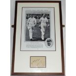 Jack Hobbs and Herbert Sutcliffe. Album page very nicely signed in ink by 'J.B. Hobbs (Surrey XI)