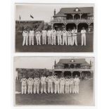Scarborough Cricket Festival 1931. Two mono real photograph postcards of teams standing in one row