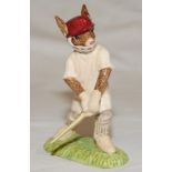 'Out for a Duck'. Royal Doulton 'Bunnykins' figure of a rabbit batsman 1995. Limited edition of