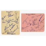 England v South Africa 1951. Two small album pages, one signed in ink by eleven England players, the