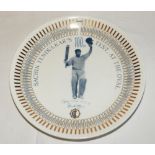 'Sachin Tendulkar's 100th Test, At The Oval'. Dinner plate with transfer image of Tendulkar, title