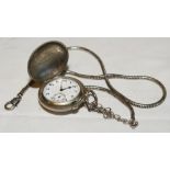 'Brev' number 107244 Swiss made pocket watch set in a case in the form of a flattened Dunlop 'square