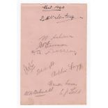 Kent C.C.C. 1934. Album nicely signed in pencil (one in ink) by ten members of the 1934 Kent team.