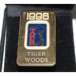 Tiger Woods. Official 1996 PGA Golf Championship players' named enamel money clip, engraved '1996'