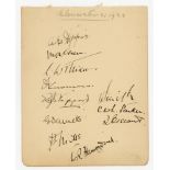 Gloucestershire C.C.C. 1924. Album page nicely signed in ink by eleven members of the
