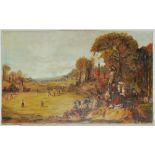 'Village Cricket'. W.A. Maine after John Ritchie. Original oil on canvas painting of the scene of