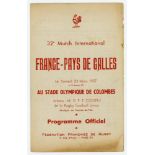 France v Wales 1957. Official programme for the 'Five Nations' International match played at Stade