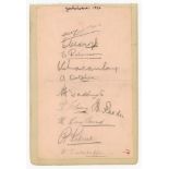 Yorkshire C.C.C. 1925. Album page laid down to slightly larger page, signed in pencil by eleven