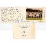 M.C.C. tour of Australia 1978/79. Official England Christmas card nicely signed to inside by