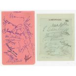 M.C.C. tour to South Africa 1956/57. Album page signed in ink by all fifteen members of the M.C.C.