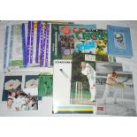 Cricket ephemera. Box comprising a mixed selection of books, brochures, tickets, cigarette cards,
