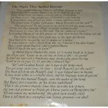 'The Night They Sacked Boycott'. Original poster of a humorous poem in six stanzas describing the