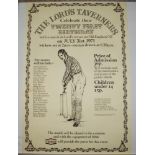 'The Lord's Taverners Celebrate their Twenty First Birthday' 1971. Original poster produced for