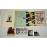 Cricket ephemera 1920s-1950s. A small selection of photograph, booklets and brochures including