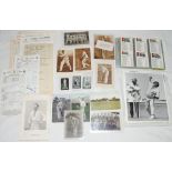 Cricket ephemera. A selection of photographs, images, scorecards, trade cards, postcards,