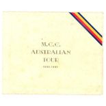 M.C.C. tour to Australia and New Zealand 1936/37. Official M.C.C. Christmas card with title and M.