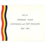 M.C.C. tour of Australia and New Zealand 1950/51. Official M.C.C. Christmas card from the tour