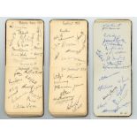 Test match Cricket 1930's. Brown autograph book very nicely signed to individual pages in ink by the