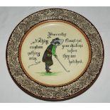 Royal Doulton Golfing Series Ware proverbs plate c1915. Decorated with a 17th century golfer with