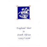 England tour of South Africa 1995/96. Official Christmas card from the tour of South Africa with
