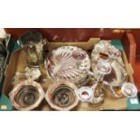 A box of miscellaneous silver plated wares, to include a pair of Old Sheffield Plate bottle coasters