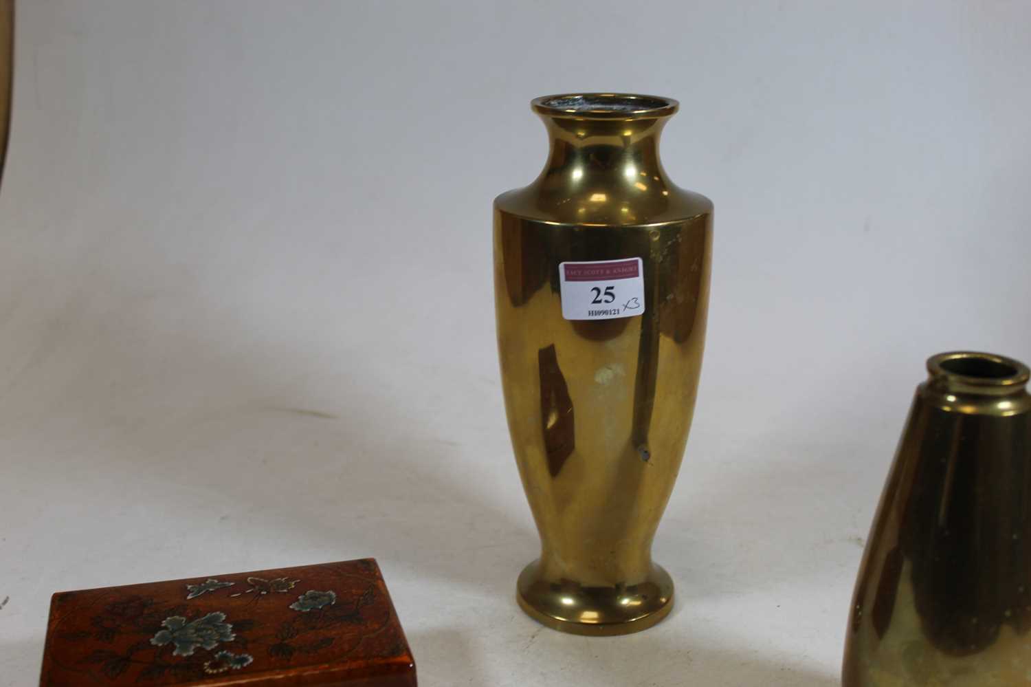 A Chinese style brass vase, of shouldered baluster form, h.22cm; together with one other similar - Image 4 of 10