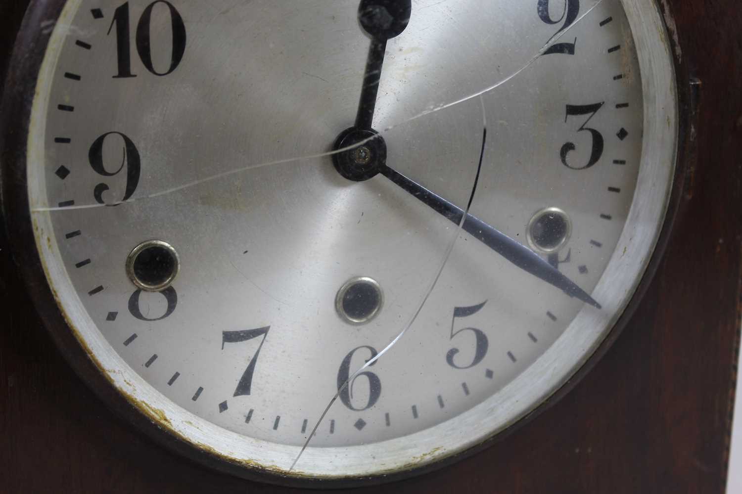 A 1930s oak cased eight day mantel clock, maker Enfield, the silvered dial showing Arabic - Image 6 of 9