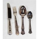 A box of miscellaneous loose silver plated flatware, mainly in the Kings pattern; together with a