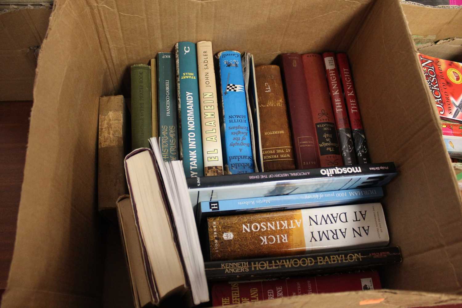 Five boxes of miscellaneous books, to include John Sadler's Alamein, Stuart Hill's By Tank Into - Image 2 of 6