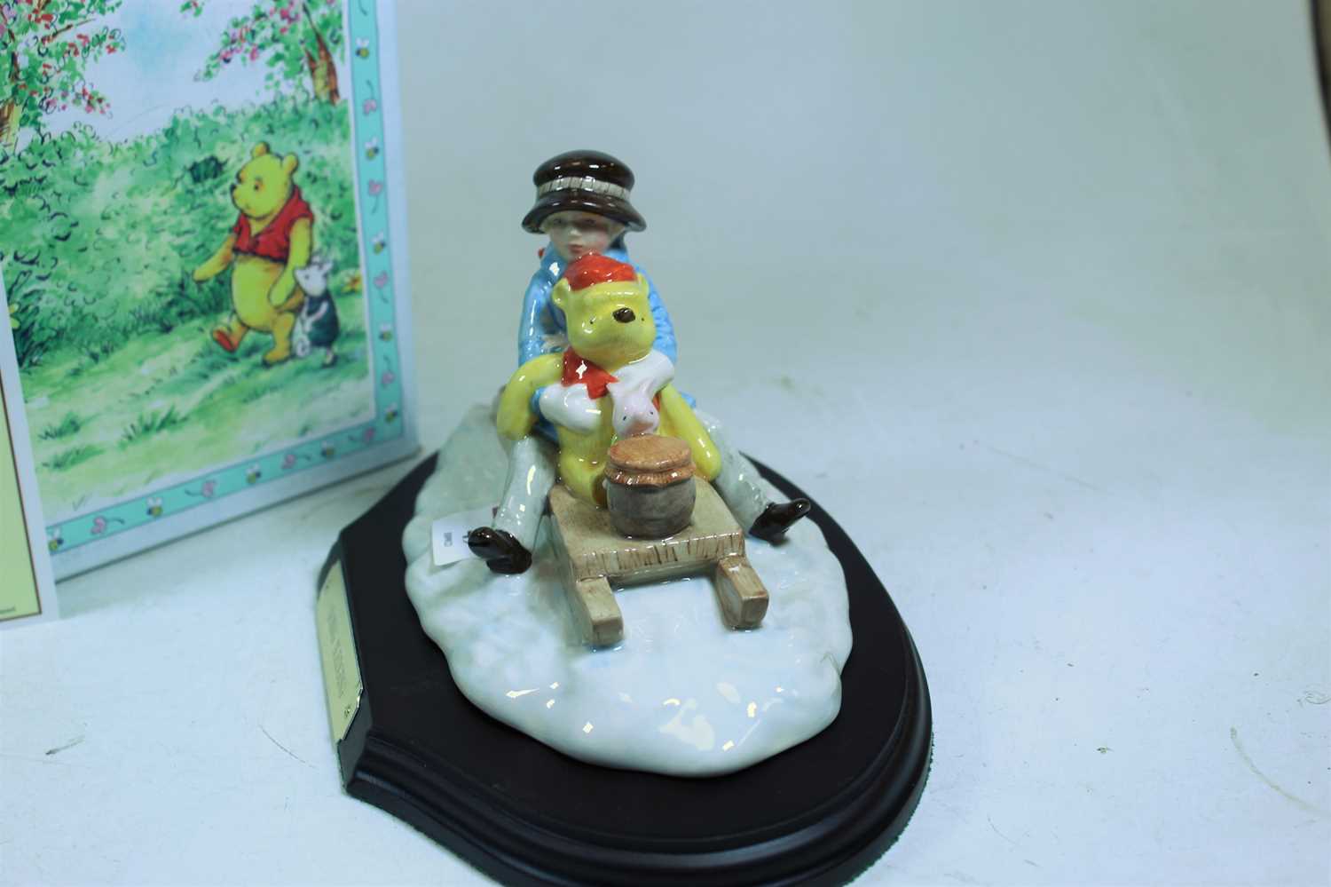 A Royal Doulton Winnie the Pooh collection figure group Going Sledging, No.1185, w.22cm, boxed - Image 2 of 4