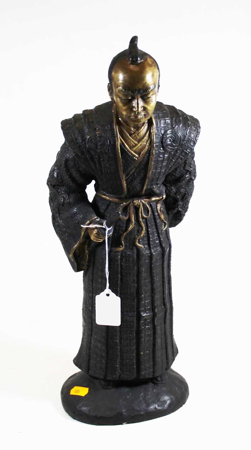 A hollowcast bronzed metal figure of a Japanese warrior, h.45cmCondition report: There are some