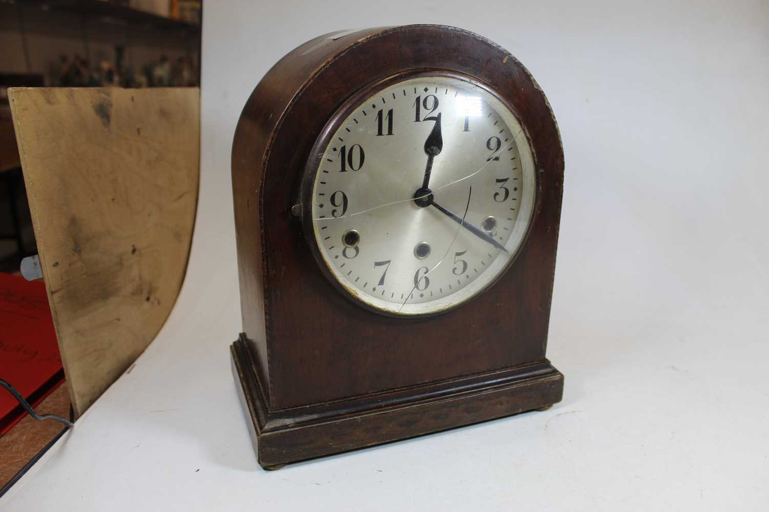 A 1930s oak cased eight day mantel clock, maker Enfield, the silvered dial showing Arabic - Image 5 of 9