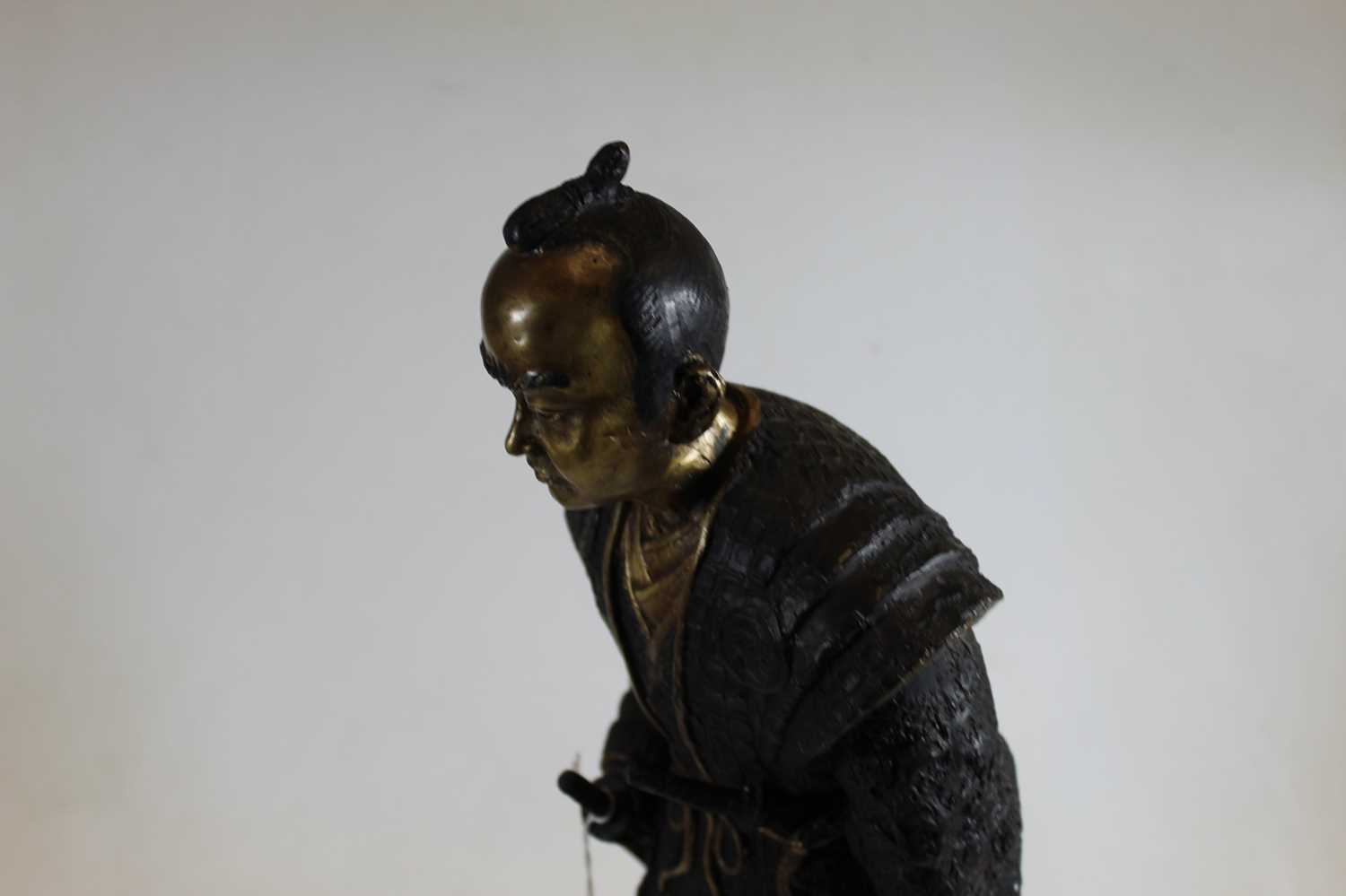 A hollowcast bronzed metal figure of a Japanese warrior, h.45cmCondition report: There are some - Image 3 of 6