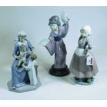 A Lladro Spanish porcelain figure of a Dutch girl in standing pose with hands on her hips, printed