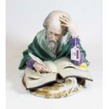 A Capo di Monte Naples pottery figure of Leonardo di Vinci, h.24cm; together with three other