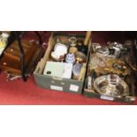 A collection of miscellaneous items, to include Art Deco style silver plated three-piece tea set,