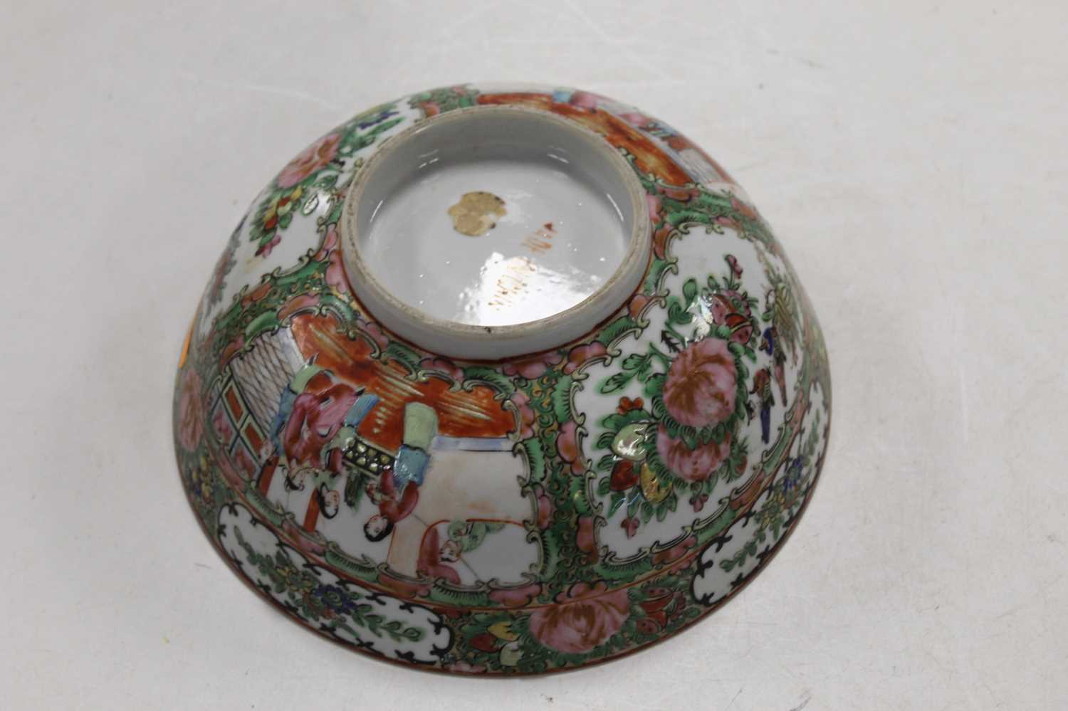 A Chinese Canton Famille Rose bowl typically decorated with various figures within a landscape - Image 10 of 12