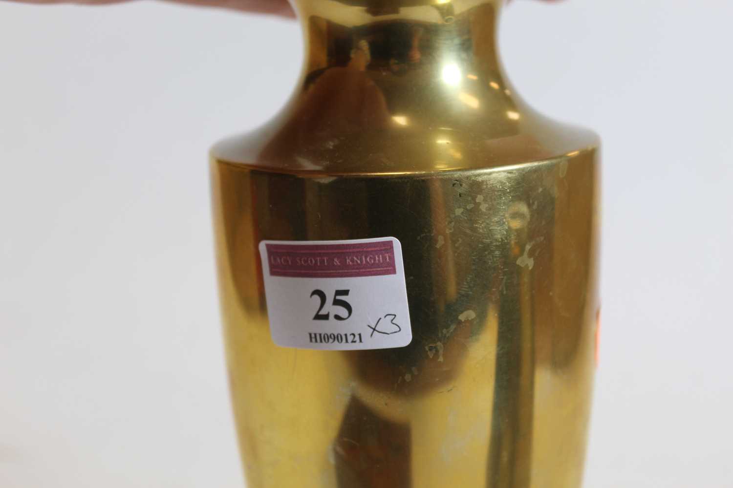 A Chinese style brass vase, of shouldered baluster form, h.22cm; together with one other similar - Image 10 of 10